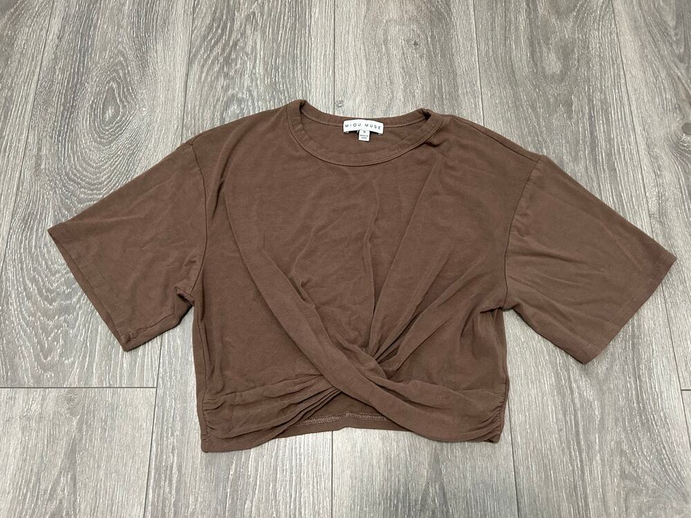 Miou Muse Brown Twist Front Top - Size Small